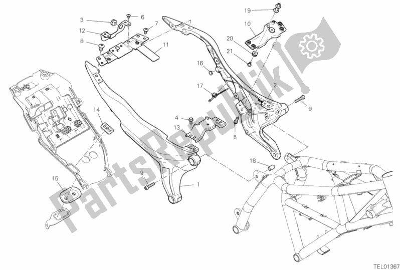 Alle onderdelen voor de Achterframe Comp. Van de Ducati Scrambler 1100 PRO 2020